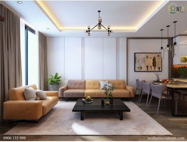 Thiết kế nội thất chung cư Mandarin Garden 2 90m2 2 phòng ngủ Tân Mai